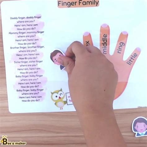 Finger family nursery rhyme busy book activity page by Bee a maker