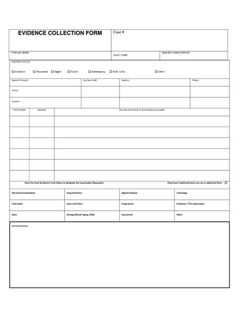 Evidence Collection Form Fill Online Printable Fillable Blank