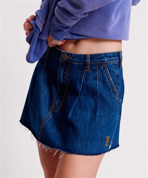 Pleated Micro Denim Mini Skirt Blue Moon One Teaspoon