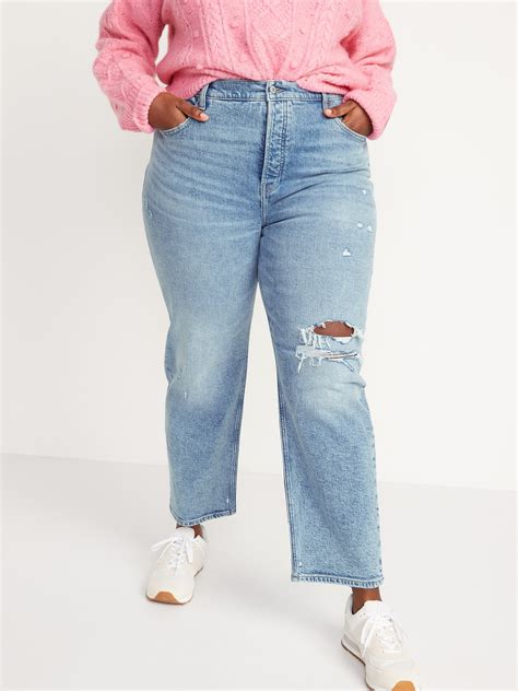 Extra High Waisted Button Fly Sky Hi Straight Light Wash Ripped Jeans