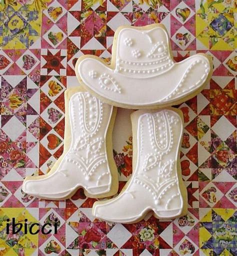 White Wedding Cowboy Boots And Hat Wedding Shower Cookies Cowgirl