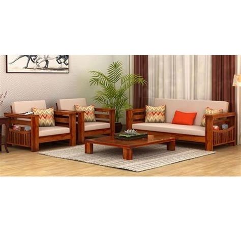 Comfortable Termite Resistance Sturdy Five Sitter Brown Wooden Sofa For