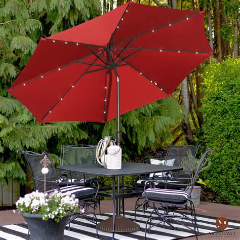 10 Feet Patio Umbrella with 24 LED Lighted beach chair umbrella with ...