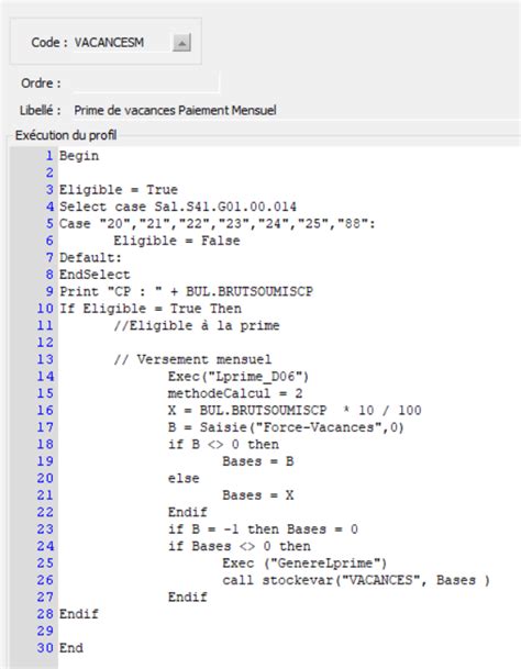 Fonction Calcul Prime Mensuelle Silae