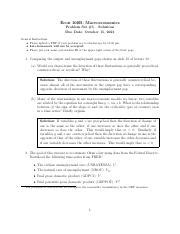 Problemset Fall Solutions V Pdf Econ B Macroeconomics