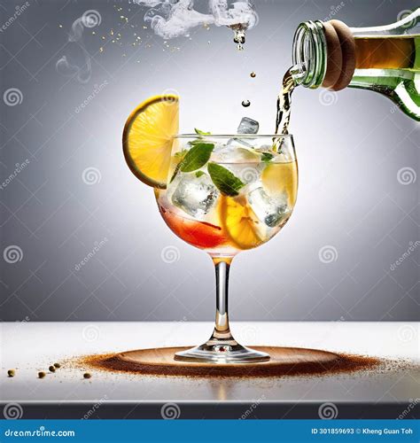 Gin And Tonic Cocktail Summer Drink Cartoon Flat Vector Illustration