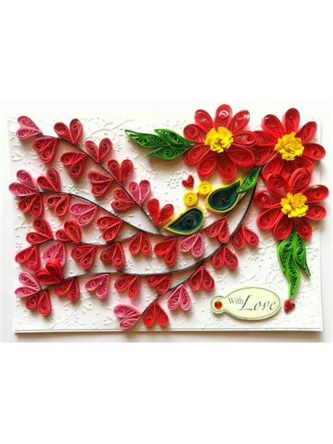 Buy Quilled Love Tree With Birds Greeting Card