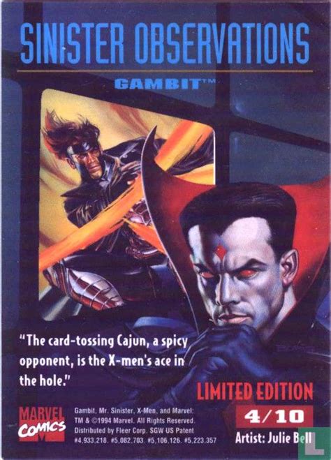 Gambit Marvel Fleer Ultra X Men Sinister Observations