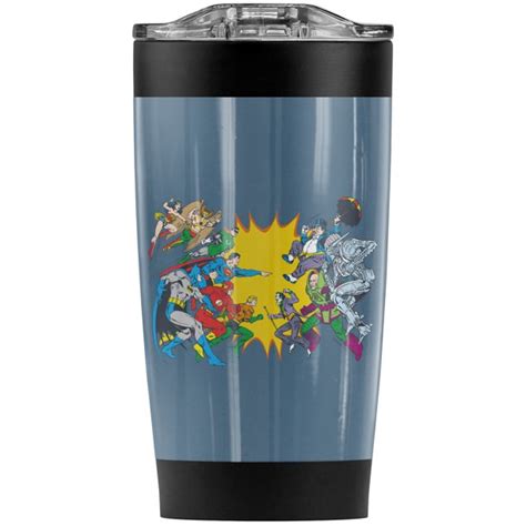 Justice League Face Off Comics Stainless Steel Tumbler 20 Oz Coffee