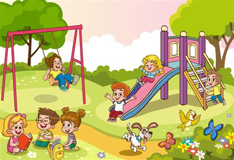 Children Playing In The Park Clipart