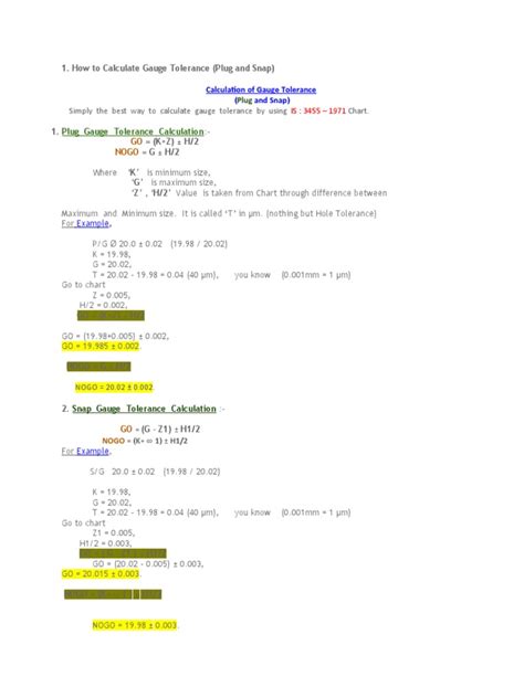 Gauge Tolerance | PDF