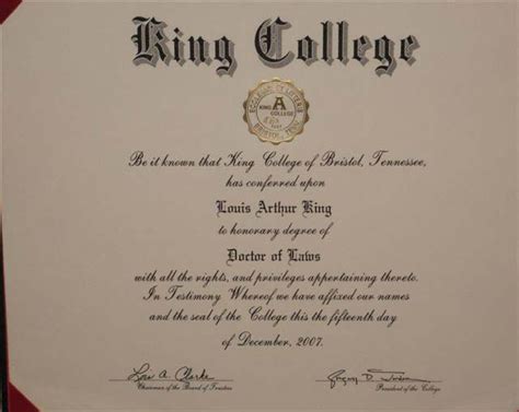 King College Confers Honorary Doctor Of Laws Degree On Louis A King