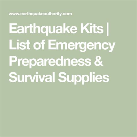 Earthquake Kits List Of Emergency Preparedness And Survival Supplies