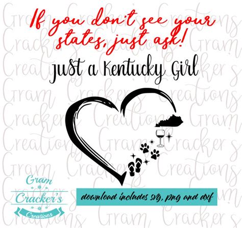 Just A Kentucky Girl Svg Cricut And Silhouette Cut File Etsy