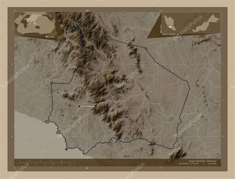 Negeri Sembilan estado de Malasia Mapa de elevación coloreado en