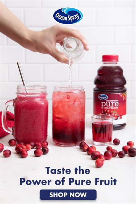 Ocean Spray® Unsweetened Pure Cranberry Juice Pure Cranberry Juice Cranberry Juice Low Carb