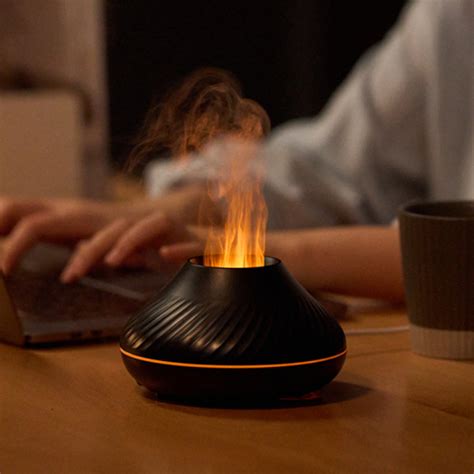 Newest Rgb Flame Aroma Diffuser Ml D Colorful Flame Humidifier Fire