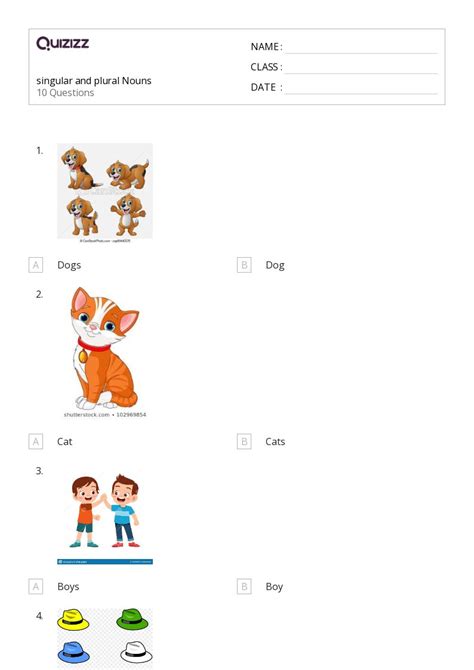 50 Plural Nouns Worksheets For 2nd Class On Quizizz Free And Printable