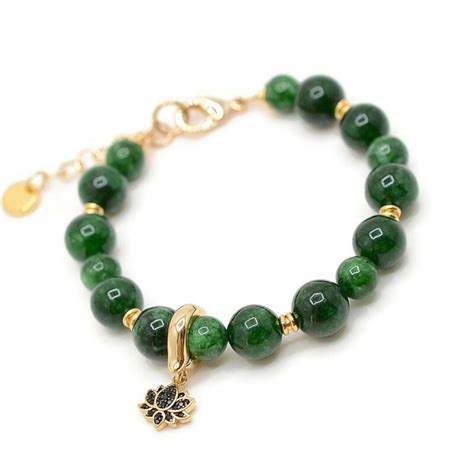 real jade bracelet lotus flower jade bracelet good luck etsy
