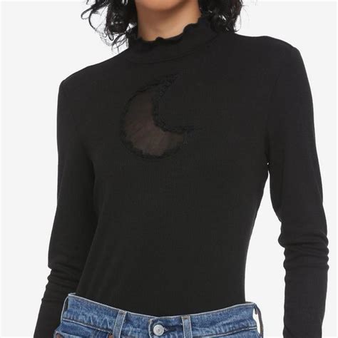 Hot Topic Crescent Moon Cutout Mock Neck Long Sleeve Depop