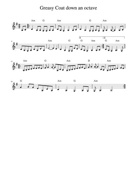 Greasy Coat down an octave Sheet music for Piano (Solo) | Musescore.com