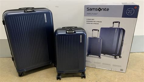 Samsonite Amplitude Hardside 2 Piece Luggage Set Navy Blue Used