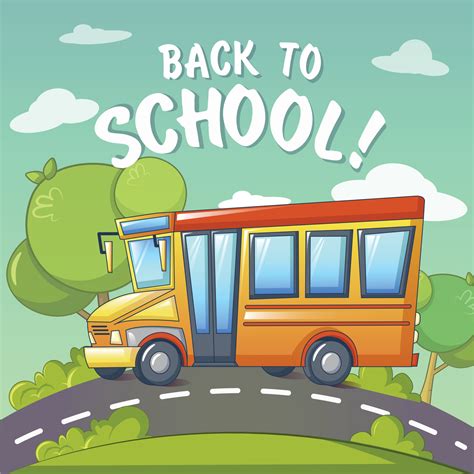 Back to school at school bus concept background, cartoon style 8478975 ...