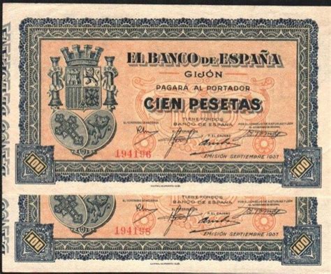 Spain Gijon 2 X 100 Pesetas 1937 Catawiki