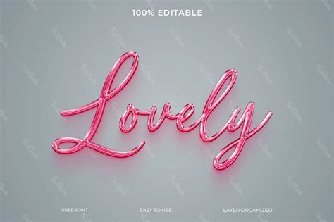 Lovely Pink Elegant Thin Handwritten 3D Text Effect Effet De Texte 3D