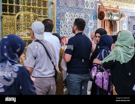 Istanbul Turkey Turkiye Eyup Sultan Mosque People Praying At The