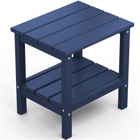 Outdoor Side Table HDPE 2 Layer Patio End Table 18 X14 5 X18 Navy