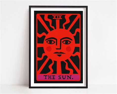 The Sun Tarot Poster, Art Deco Tarot Card Print, Celestial Tarot Deck ...