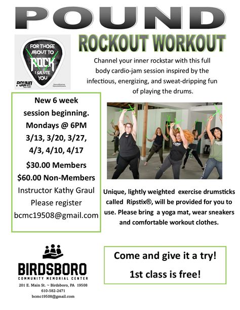 Pound Rockout Workout Birdsboro Community Memorial Center