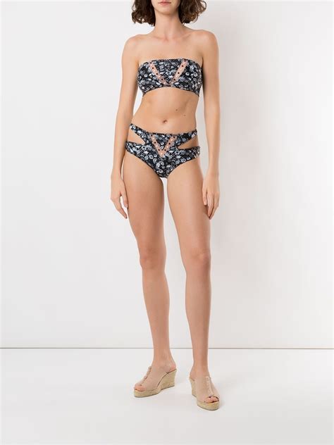 Amir Slama Margarida Printed Bikini Set Black Farfetch