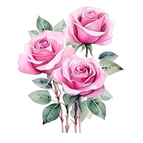 Ramo De Flores Rosadas Acuarela Para El Día De San Valentín Png Dibujos Ramo Flor San