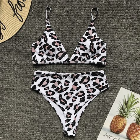 Sexy Leopard Bikinis Micro Bikini Set Push Up Thong Biquini High