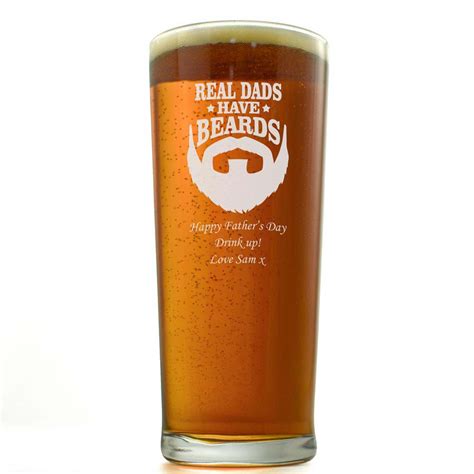 Personalised Pint Glass Real Dads Have Beards