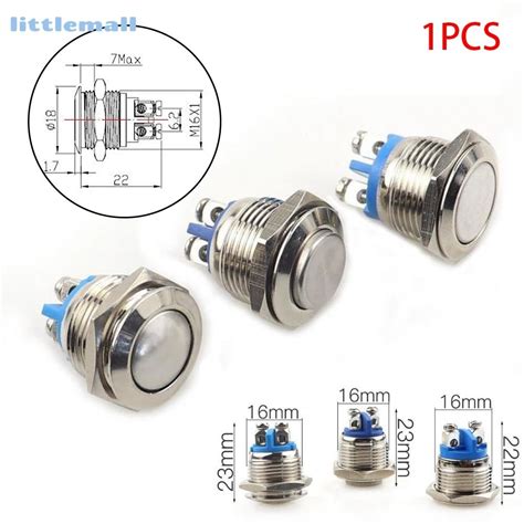 LLMA 16mm Screw Foot Waterproof Metal Push Button Switch Self Reset