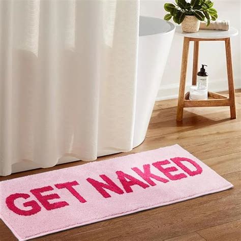 Amazon BOVEU Get Naked Bath Mat Runner 17 X 47 Inch Long Non Slip Absorbent Pink Bathroom