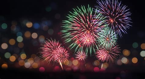 colorful fireworks   night sky  stock photo  vecteezy