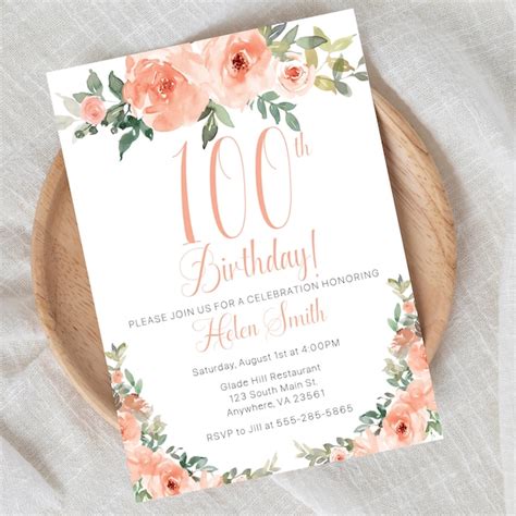 100th Birthday Invitations Etsy