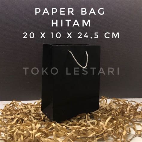 Jual Paper Bag Hitam Polos Tas Kertas Belanja Shoping Kantong