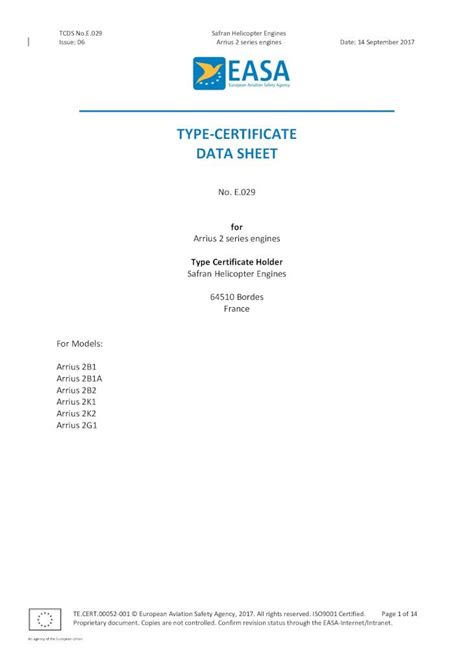 Pdf Type Certificate Data Sheet Easa Tcds E At Type