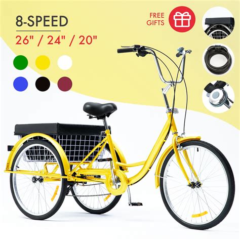 Vevor Adult Tricycle Speed Cruise Bike Tricycle Adult Bike With