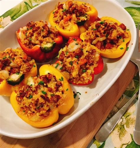 Southern Seafood Stuffed Peppers Its Thyme 2 Cook