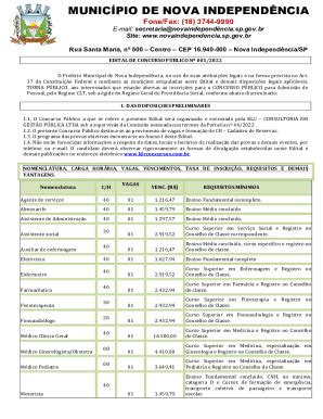 Fillable Online Prefeitura Municipal De Nova Independncia Secretaria