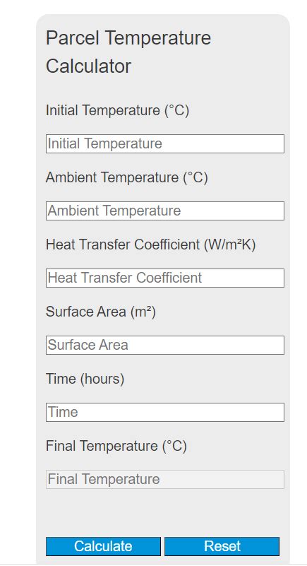 Parcel Temperature Calculator Calculator Academy