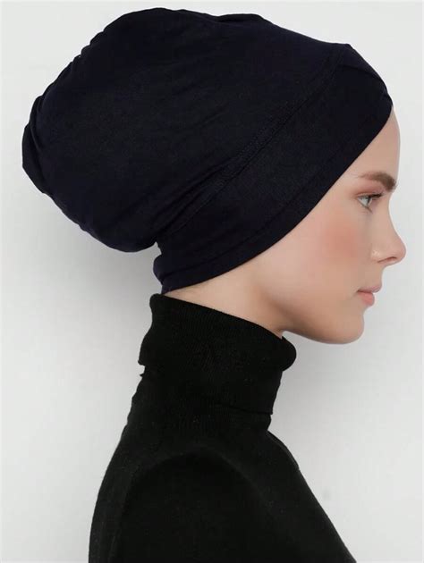 1 peça árabe cor sólida clássico simples versátil hijab boné turbante