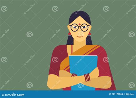 Portrait of a Traditionally Dressed Indian Teacher Stock Vector ...