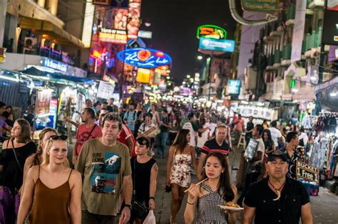 Khao San Road Is Popular Backpacker Tourists Street Bangkok Tha